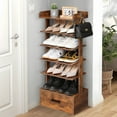 thumbnail image 2 of usikey 6-Tier Vertical Shoe Rack, Wooden Shoe Racks with Bottom Drawer and Side Hooks, for Entryway, Hallway, Rustic Brown, 2 of 8