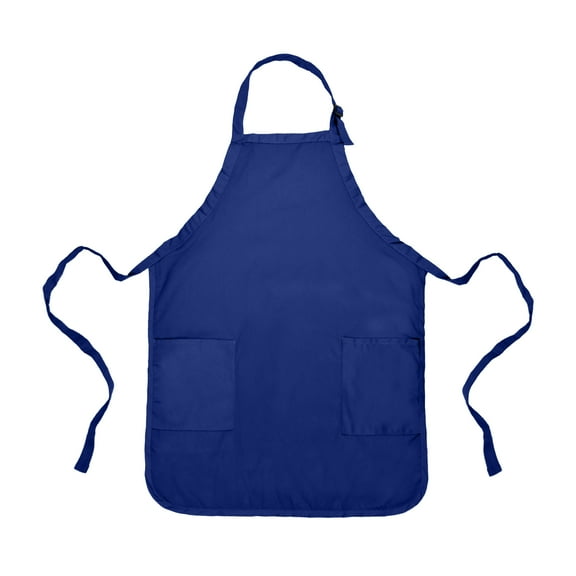 DALIX Apron Commercial Restaurant Home Bib Spun Poly Cotton Kitchen Aprons (2 Pockets) in Navy Blue