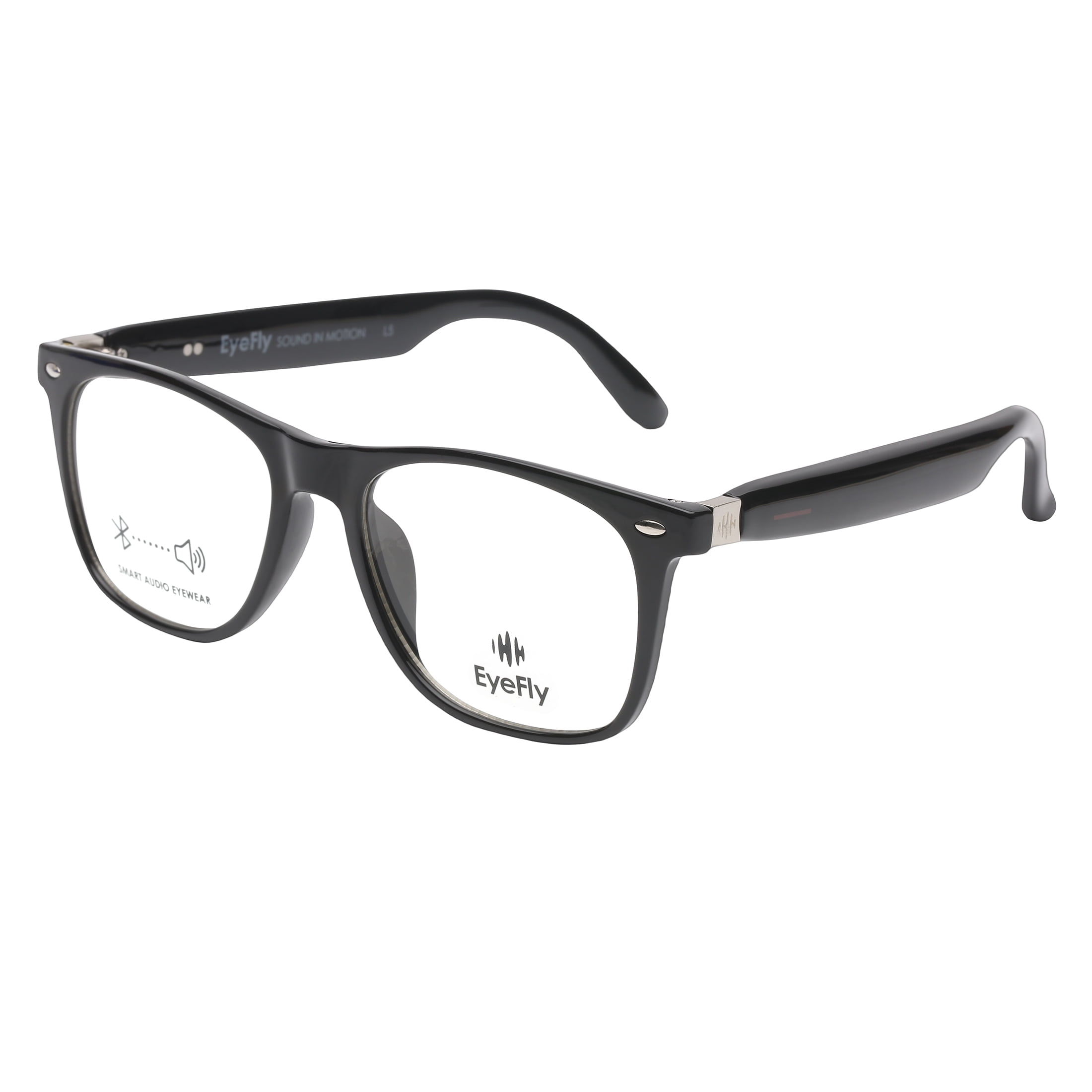 Eyefly Stream Prescription Ready Bluetooth Rechargeable Unisex Eyeglasses,Black, Includes Case