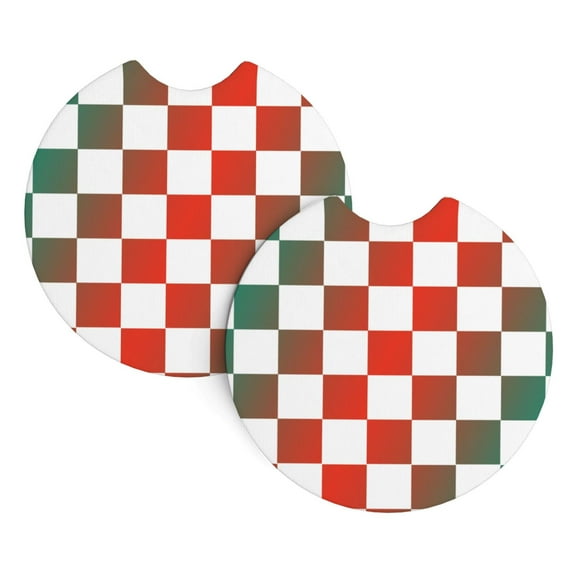 2 Package Car Coasters Drink Absorbable Rubber Base Cup Holder Coasters Non-Slip Coasters Bar Coasters Car Interior Accessories 2.7 Inches Shade Checker