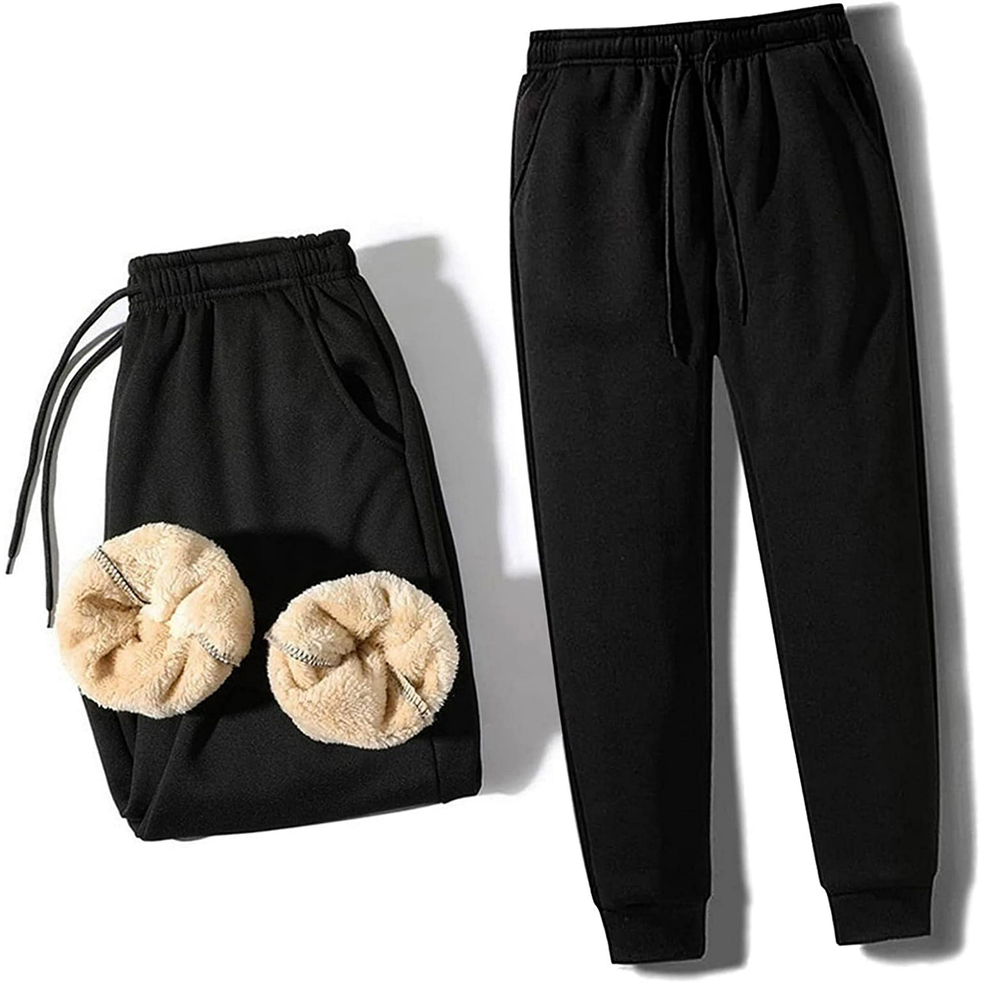 Men s Winter Fleece Pants Sherpa Lined Sweatpants Athletic Warm Track Pants Active Basic Jogger Fleece Pants Walmart
