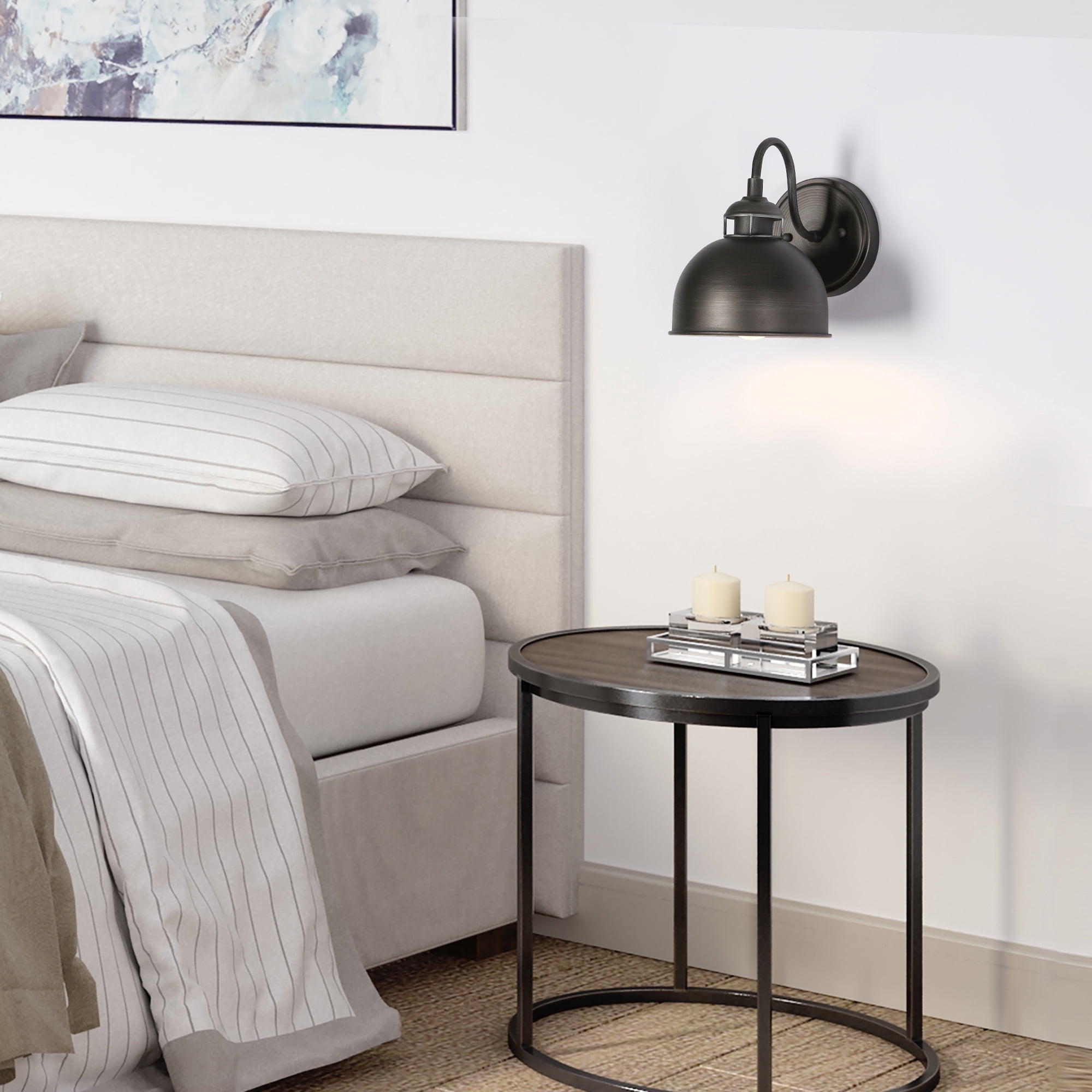 LNC Donnish 6.6-in W 1-Light Brushed Black Industrial LED Wall Sconce