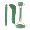 thumbnail image 1 of Rouleau de Jadestone, Réduction des Rides Rouleau à Double Extrémité Gua Sha Outils Faciaux 3 Pcs Améliore la Circulation pour Usage en Salon Vert, Blanc, 1 of 7