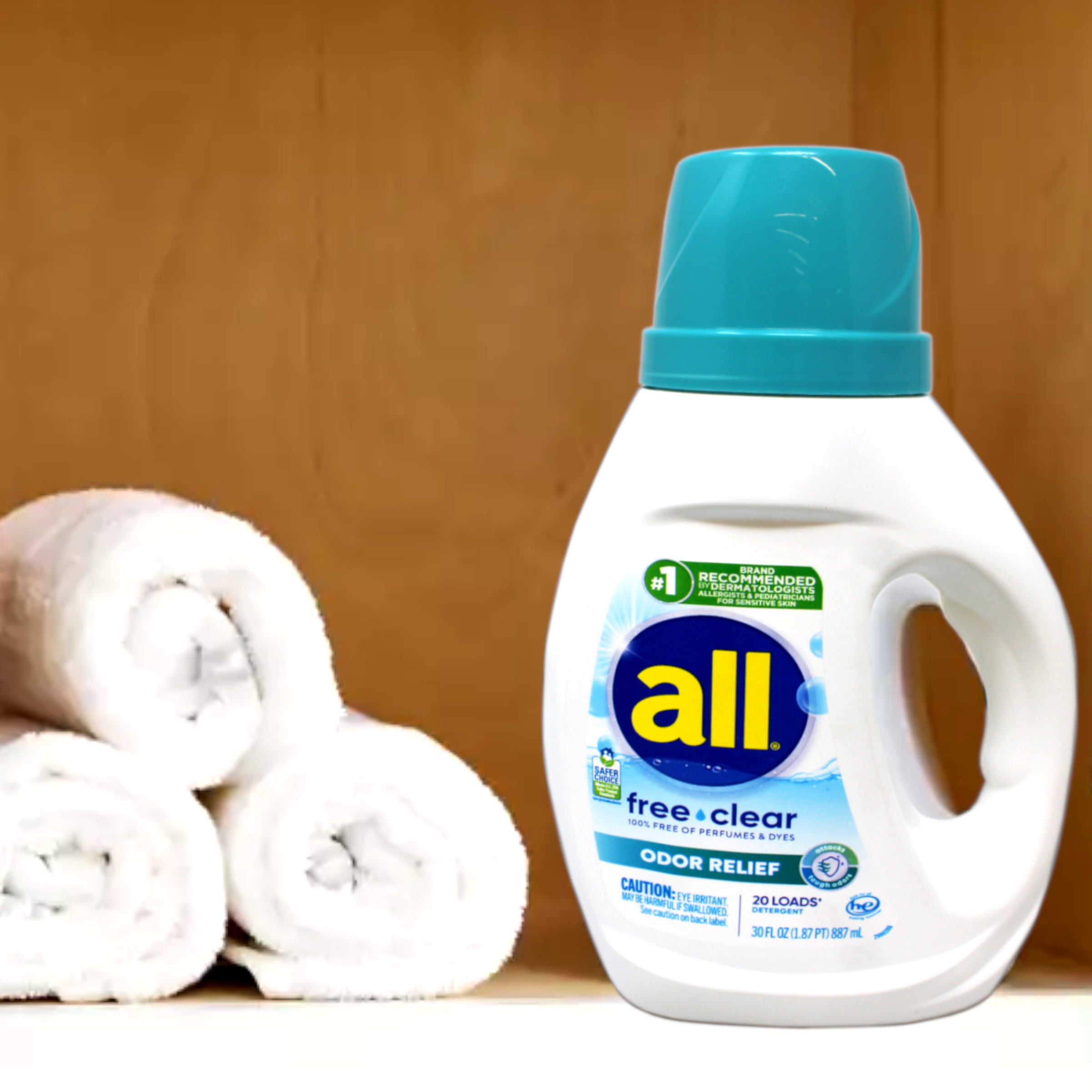 3 Pack - All Liquid Laundry Detergent, Free Clear with Odor Relief, 20 Loads, 36 fl oz