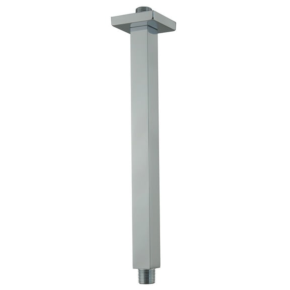Aquaiaw Ceiling Mount Square Shower Arm, 12”, Brass, Polished Chrome