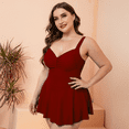 thumbnail image 2 of AURA Plus Size One Piece Swim Dress L 4XL Modest Tummy Control Solid Color Swimwear Women Summer Beach, 2 of 7