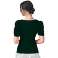 thumbnail image 2 of Women's Asymmetric Neck Puff/Balloon Bishop Sleeve Elegant Casual Tee Top, 2 of 2