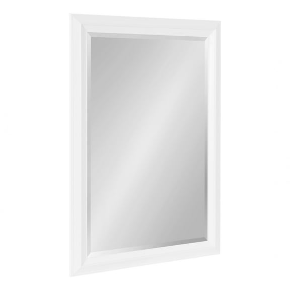 Kate and Laurel Whitley Traditional Framed Wall Mirror, 24 x 34, White, Coastal Rectangle Bathroom Mirror with Transitional Profile and Beveled Edge Design