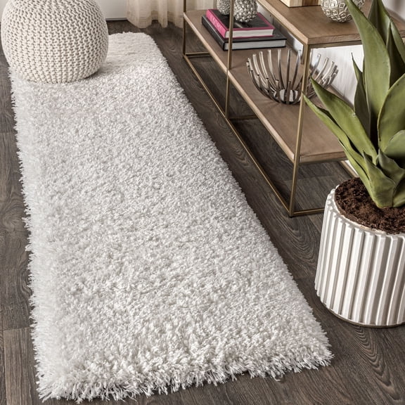 JONATHAN Y ALASKA SHAG 2 x 8 Runner Rug, Aydin Plush - Ivory, ALA102B-28