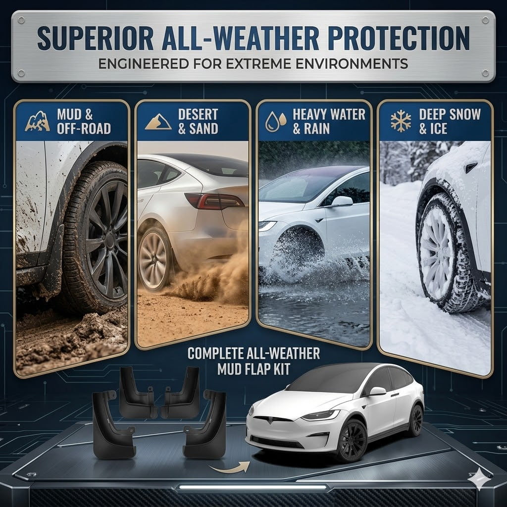 tesla model X mud flaps tesla model X Accessories All-Weather Mud Guard Body Kits for tesla model X 2023-2026