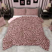 Manfei Wildlife Cheetah Hide Bedding Comforter Set,Safari Animal Leopard Twin Comforter Sets,Pink Brown Bedding Set For Kids,Super Cozy Room Decor Reversible,2-Piece