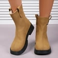 thumbnail image 2 of Women's Boots Low Chunky Heel Round Toe Ankle Short Boots Zip-up Fashion Casual Versatile Warm Fall Winter Shoes for Women Brown 5.5, 2 of 10
