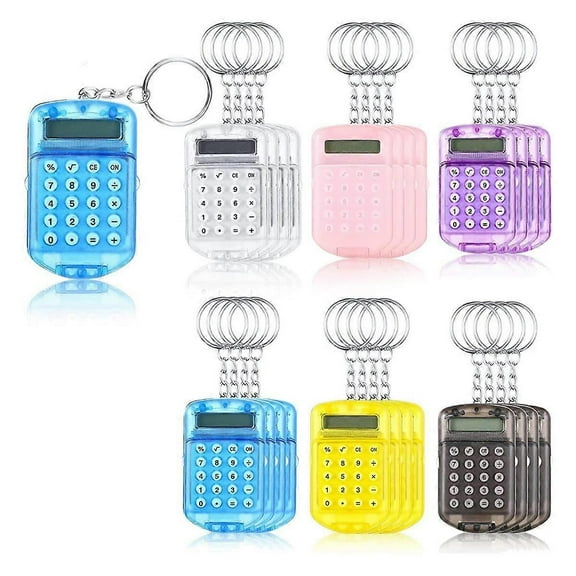 24 Pcs Pocket Calculator Key Ring Mini Clear Flip Portable Calculator 8 Digit Electronic Calculator
