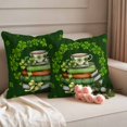 thumbnail image 2 of St. Patrick’s Day Shamrock Outdoor Waterproof Pillow Covers, Dark Green Books Cups Lucky Leaf Decorative Square Throw Pillowcase Sofa Cushion Sham for Patio/Couch/Chair, 16"x16" 2 Pack, 2 of 8