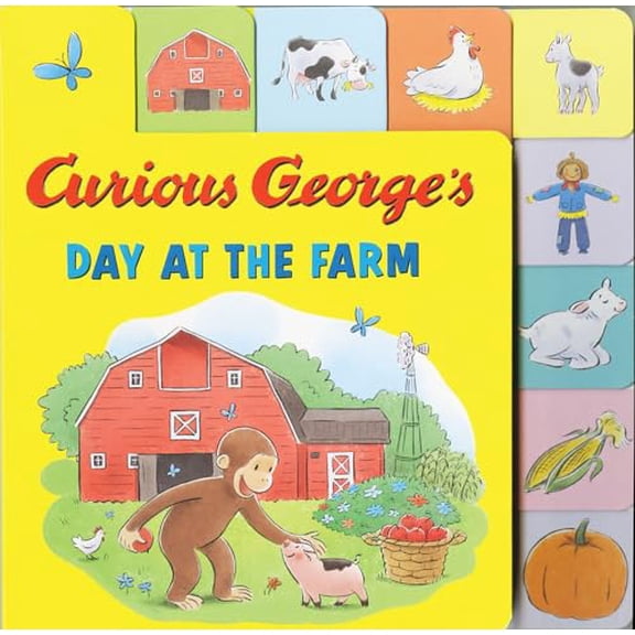 Pre-Owned Curious George's Day at the Farm Tabbed Lift-the-Flaps Paperback