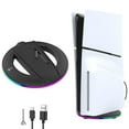 thumbnail image 1 of Support Vertical pour Console PS5 Slim Édition Disque et Numérique avec 14 Modes Lumineux LED, Base RGB de Remplacement pour Playstation 5 Slim, 1 of 7