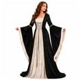 thumbnail image 2 of Domzest Halloween Costumes for Women Renaissance Long Bell Sleeve Lace-Up Medieval Dress Floor Length Gothic Princess Dresses, 2 of 6