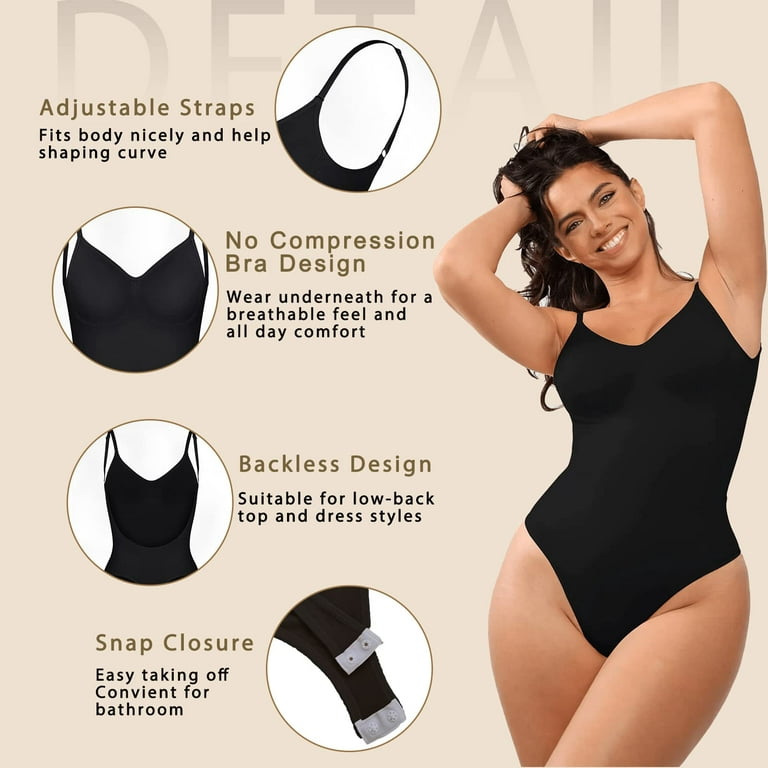 Lilvigor Black Bodysuit Women Tummy Control Shapewear Seamless