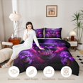 thumbnail image 3 of Castle Fairy Mystic Skull Queen Comforter Set 3 Pieces,Happy Halloween Comforter Sets Queen,Lavender Blacks,1 Comforter and 2 Pillowcases,Black Reversible, 3 of 6