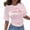 Pink, variant on Workout Tops for Women Casual Half Sleeve Cinched Waist Y2K Crewneck T Shirt Blouses,Pink,M