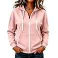 thumbnail image 2 of Stralyhd Women's Casual Long Sleeve Zip Up Hooded Sweatshirt Lightweight Hoodies Jacket with Pocket Jeans Matching Jacket Pink M, 2 of 7