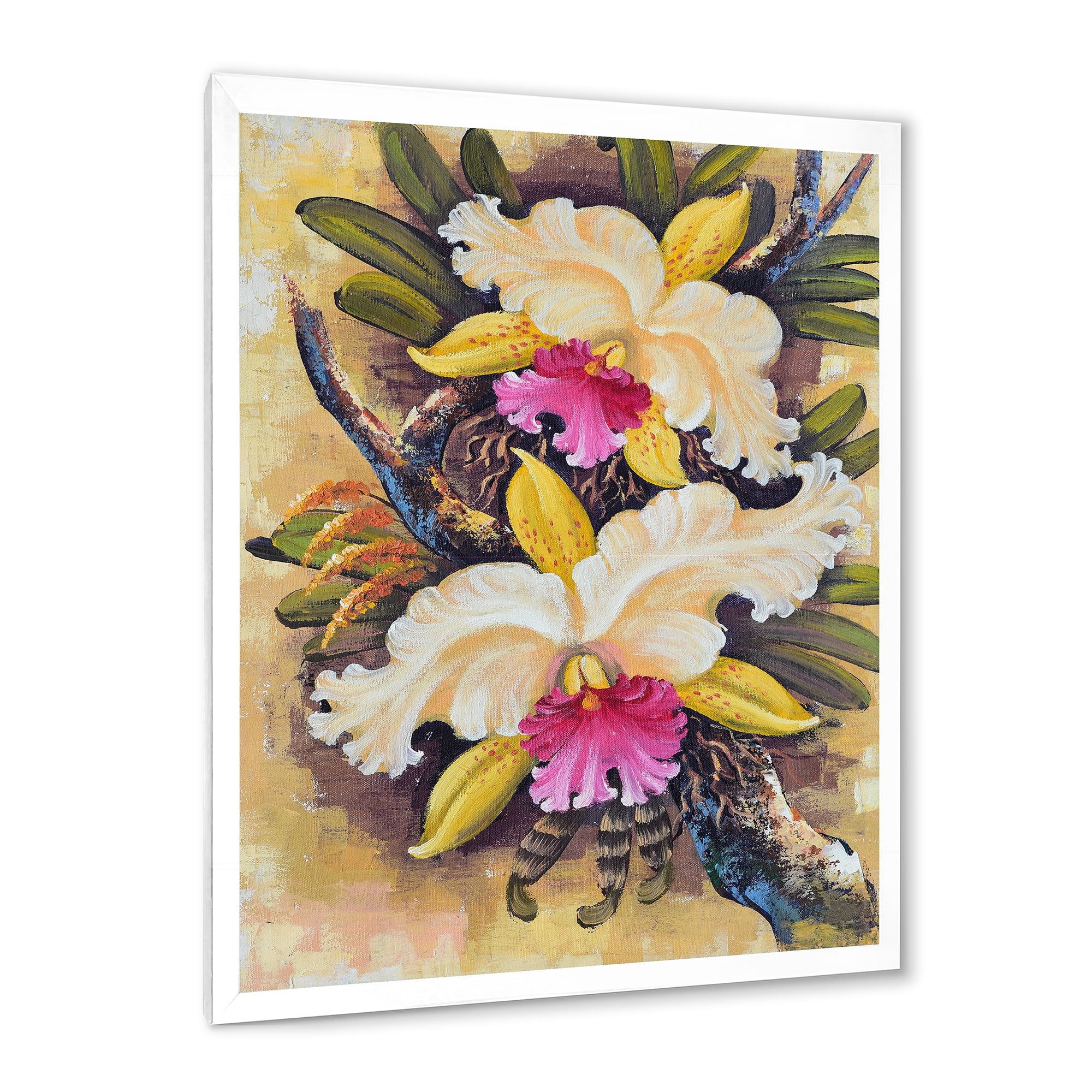 Designart 'Ancient Forest Orchids II' Traditional Framed Art Print