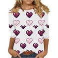 thumbnail image 2 of Dasayo Graphic Women's Tops 3/4 Sleeve Valentines Day Summer White Blouses Heart Fashion Funny Outfits Women Shirt L, 2 of 6