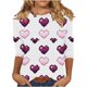 thumbnail image 2 of RKSTN Valentines 3/4 Sleeve Tops for Women Oversized Crewneck Valentine's Day Graphic Printed Short Sleeve T Shirt Womens Casual Round Neck Loose Comfy Loves Heart Print Three Quarter Sleeve Shirts, 2 of 6
