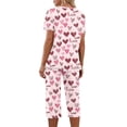 thumbnail image 4 of TIMIFIS Ensembles de Pyjama pour Femmes 2 Pcs - Pyjamas de la Saint-Valentin pour Femmes - Ensembles de Pyjamas pour Dames Manches Courtes Col Rond Haut et Pantalons Capris Ensembles de Détente, 4 of 5