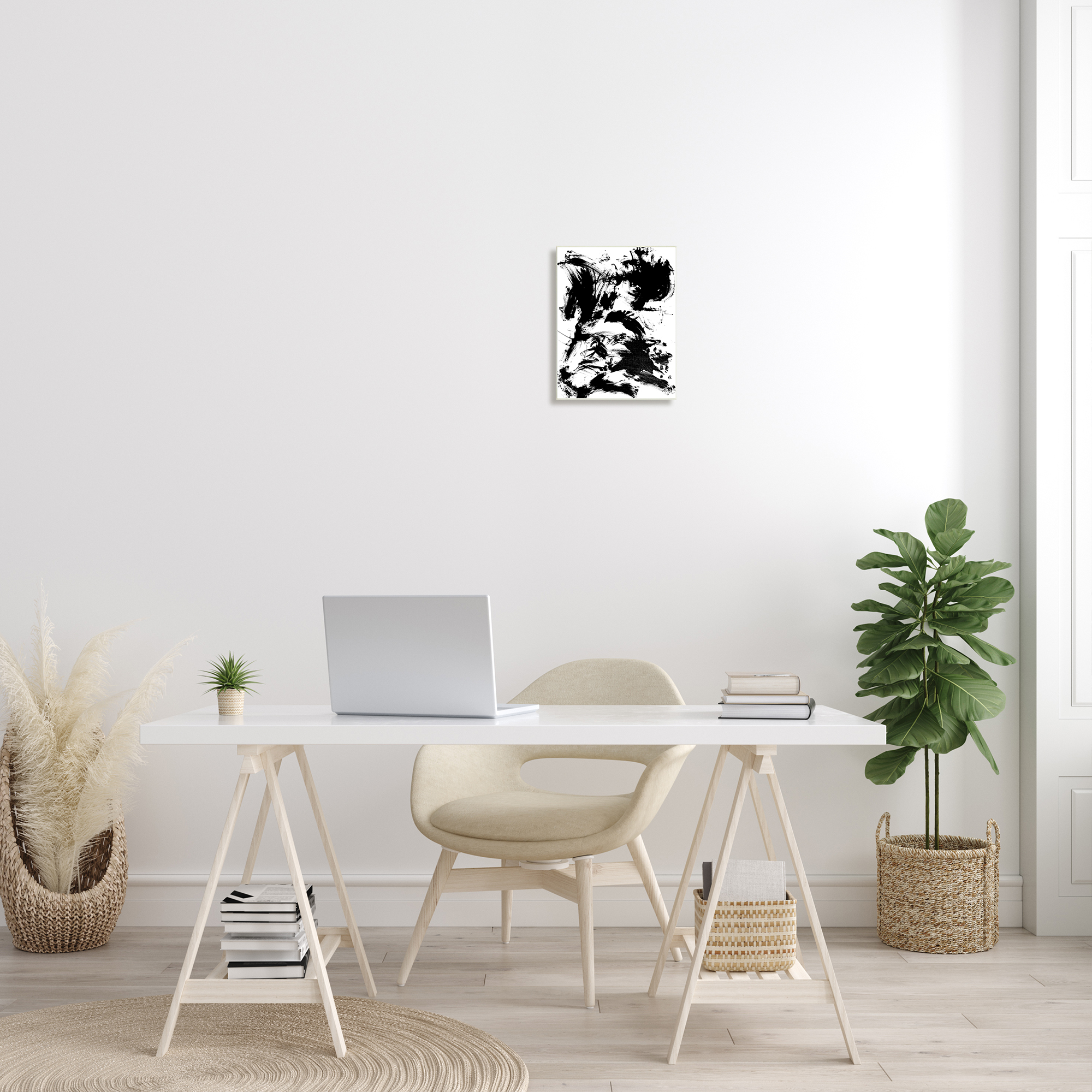 Stupell Indtries Chaotic Black Splattered Paint Abstraction By Movement,10 x 15,Design by Allan Friedlander