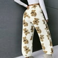 thumbnail image 5 of QQAMB Womens Pants Teddy Bear Printing Fuzzy Baggy Lounge Sherpa Sweatpants Soft Fleece Warm Winter Causal Full Length Pants White M, 5 of 8