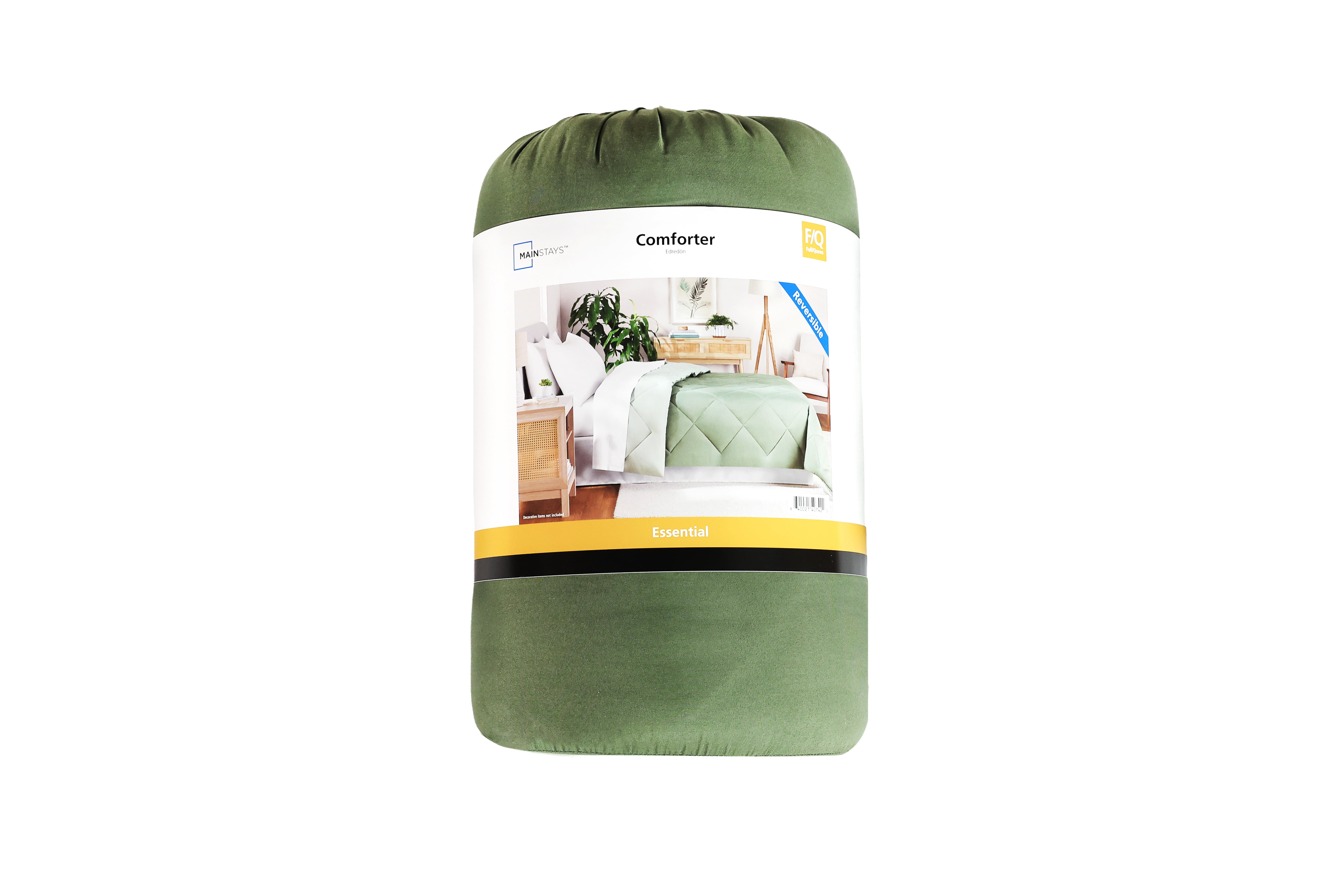 Mainstays Full/Queen Comforter, All-Season Reversible Microfiber, Dark Green