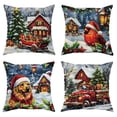 thumbnail image 2 of Funda de almohada con decoración navideña, diseño de patrón de regalo de Navidad de carruaje de coche, adecuada para la funda de cojín del sofá de la sala de estar del hogar, 2 of 5