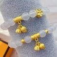 thumbnail image 3 of K-KED Real Pure 24k Yellow Gold Bracelet 3D Lotus Tube Bead White Chalcedony 7inchL-With Gold Bead-0.7-1g, 3 of 6