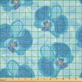 thumbnail image 2 of Ambesonne Flower Fabric by the Yard Microfiber, Soft Blue Orchid Blossoms, 5 Yards, Pale Blue Blue and White, 2 of 4