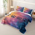 thumbnail image 3 of Manfei Oil Paint Paw Quilt King, Splash Rainbow King Coverlet Set, Blue Orange, 3 Pieces, 1 Bedspread and 2 Pillowcases, 3 of 7