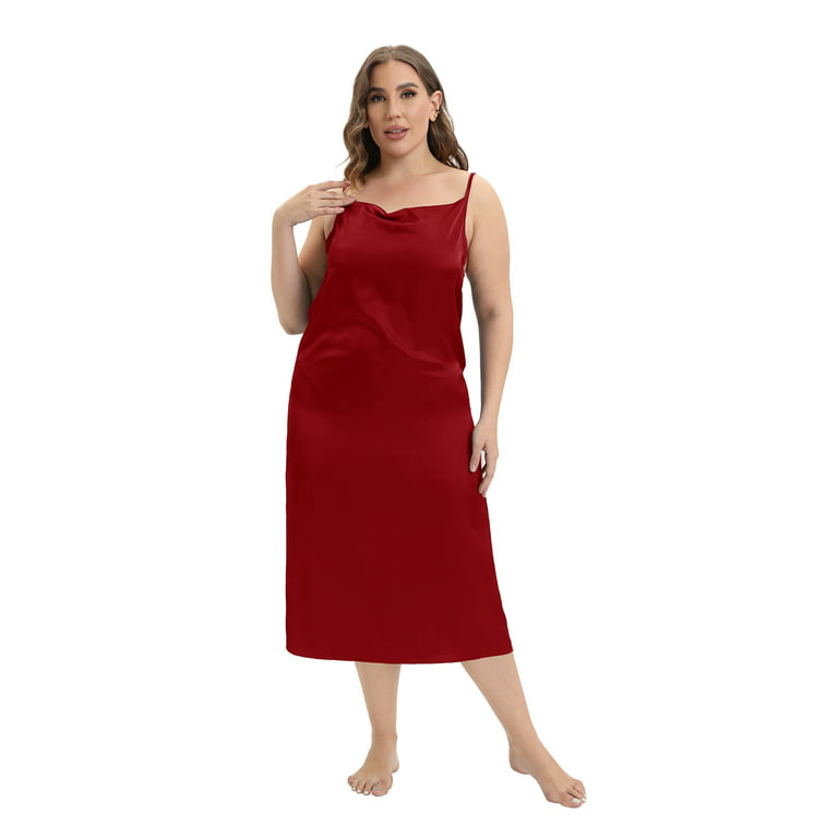 Baywell Women's Plus Size Full Slip Dresses Adjustable Spaghetti