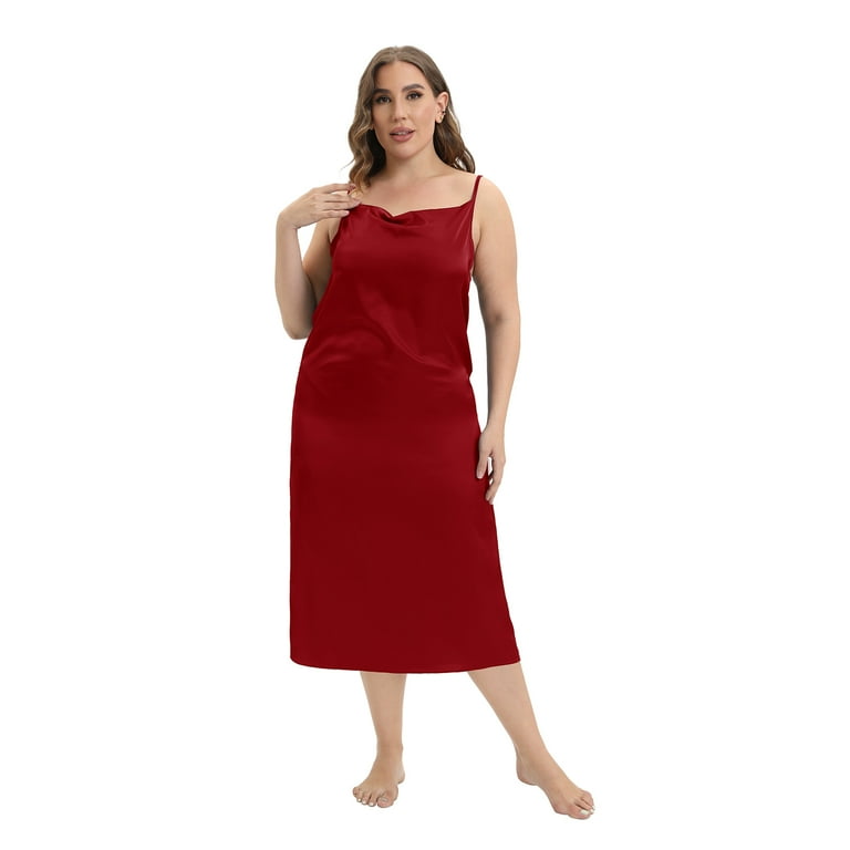 Plus size hotsell red slip dress