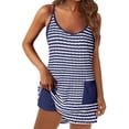 thumbnail image 2 of Sleeveless Striped Print Women Spaghetti Strap V-neck Mini Dress with Built in Shorts, 2 of 7