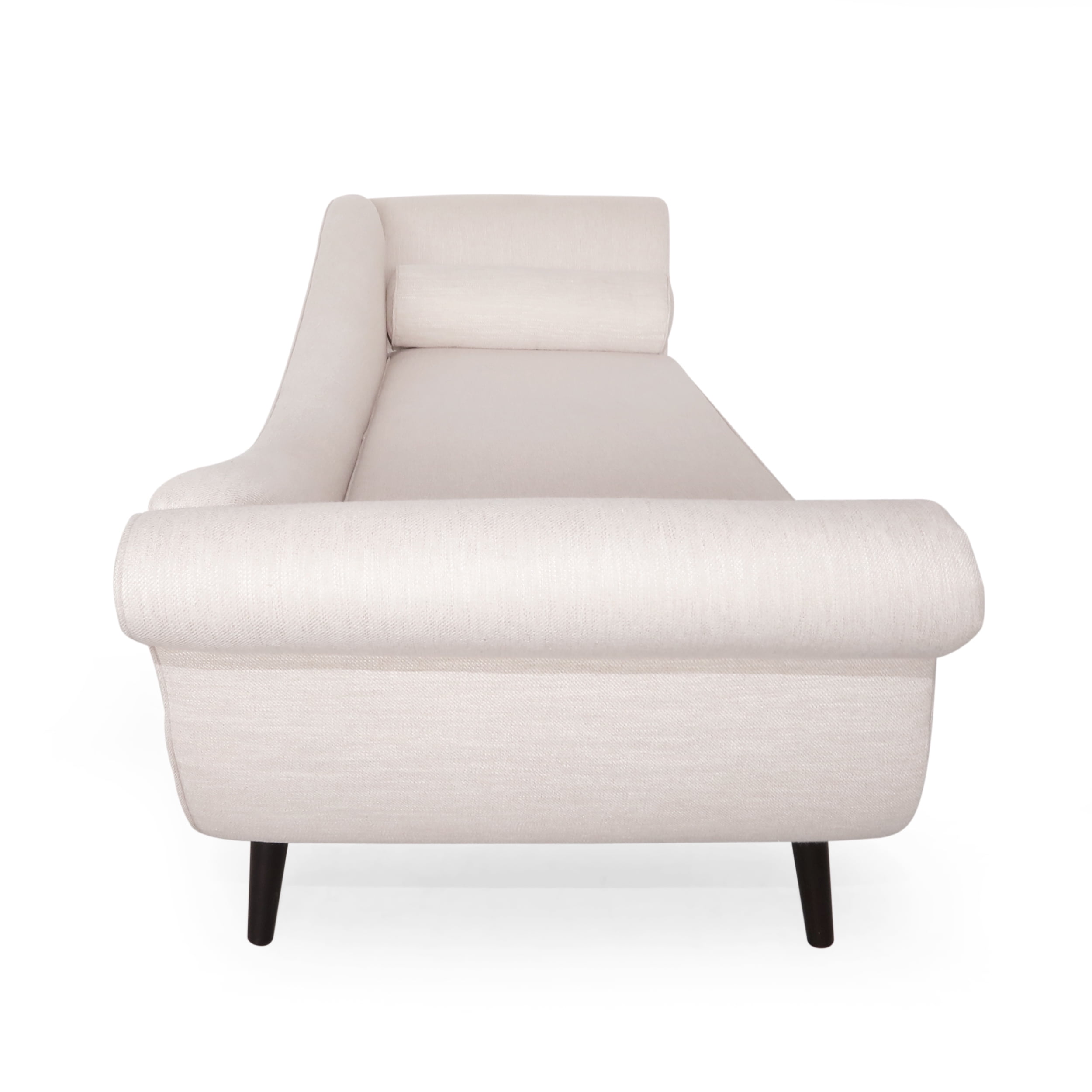 Noble House Xane Indoor Fabric Chaise Lounge With Bolster Pillow, Beige