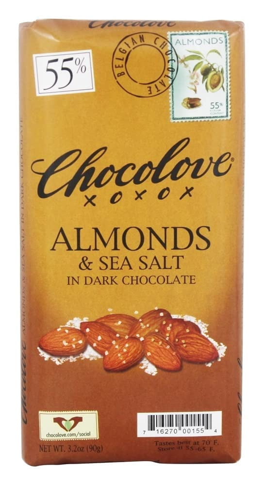 Chocolove - Dark Chocolate Bars Box Almonds & Sea Salt - 12 Bars