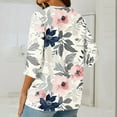 thumbnail image 4 of AKOEE Polyester Graphic Tee Shirts for Women Loose 3/4 Length Sleeve Summer Floral Tops Buttons Henley T Shirt (Large, Gray 01), 4 of 5
