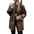 thumbnail image 3 of Women Faux Leather PU Jackets Turndown Collar Oversized Blazer Coats Motor Bike Loose Fit Pockets Outwear, 3 of 8