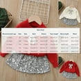 thumbnail image 3 of IVEYRTF Girls Knit Sweater Top and Glitter Skirt Set Long Sleeve Cute Bow Tie Casual Fall Winter Soft Fit Outwear 2 Piece Outfit for Kids 1-8 Years(Red,1 Years), 3 of 6