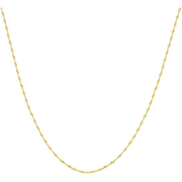 A&M 14k Yellow Gold Solid Singapore Chain Necklace, 20