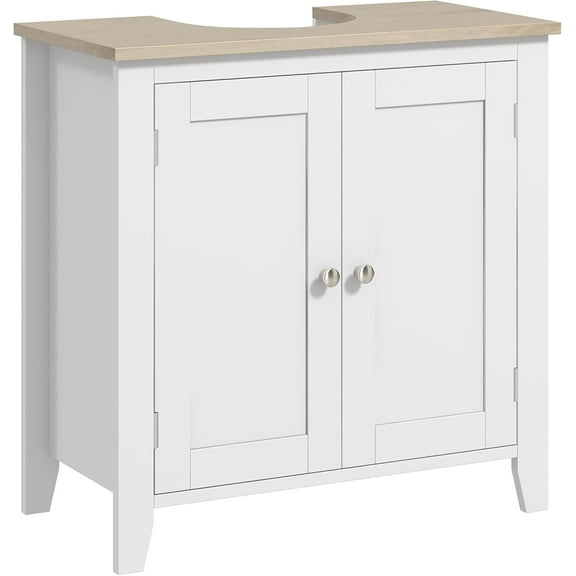 Brezey Pedestal Sink Storage Cabinet, Under Sink Cabinet with U-Shape and Adjustable Internal Shelf, White,11.75"D x 23.5"W x 23.5"H