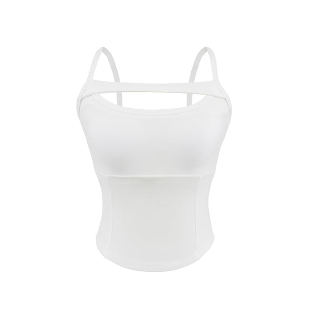 Camisole pour Femmes, Couleur Unie Col Rond avec Coussin de Soutien-Gorge Intégré, Tissu Polyester, Haut Léger Décontracté, Respirant pour l'Été, Design Ajusté