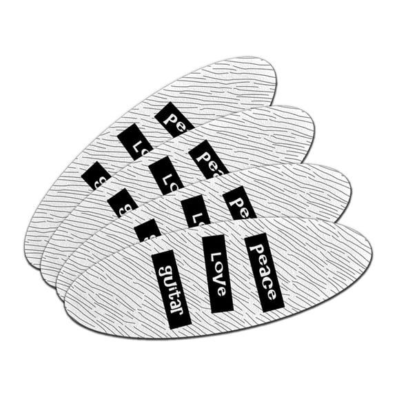 Peace Love Guitar Double-Sided Oval Nail File Emery Board Set 4 Pack