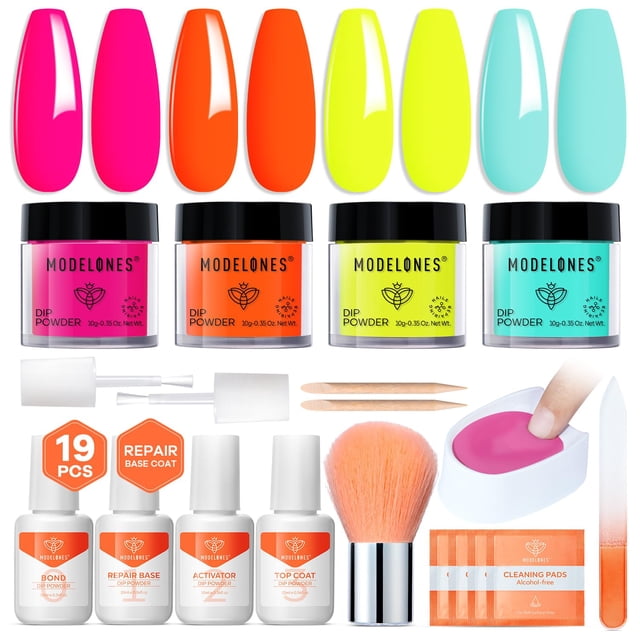 Kit de uñas en polvo Modelones para primavera y verano, juego de 4 colores