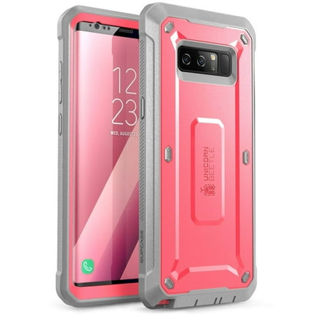Leather Shield Protector Case Samsung Galaxy Note 8 Case, SUPCASE Full-body Rugged Holster Case with Built-in Screen Protector for Galaxy Note 8 (2017 Release), Unicorn Beetle Shield Series - Retail Package (Pink/Gray) ()
